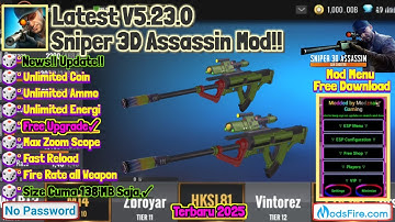 Sniper 3D Mod Menu Apk Update V5.23.0 Unlimited Coin, Energy & Free Shopping By ModZnan
