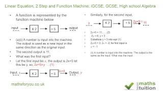 Linear Equation, 2 Step and Function Machine; iGCSE, GCSE, High school Algebra
