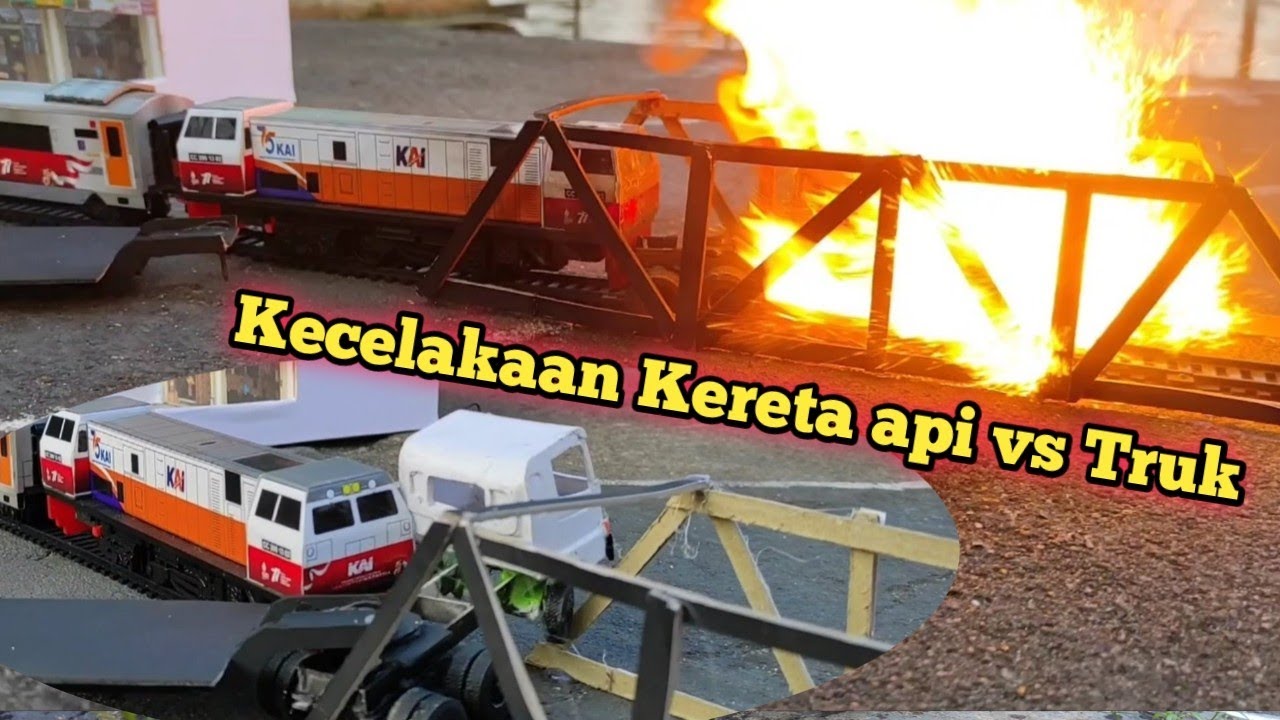Kecelakaan Kereta api Tabrak Truk versi miniatur