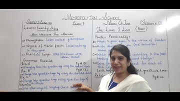 Metropolitan School June Session 1 Class 7 English Lesson Part 1