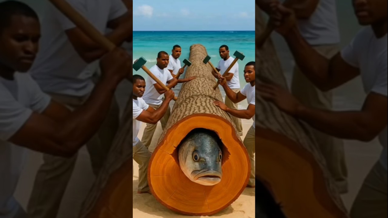 Rescue fish from giant log 
