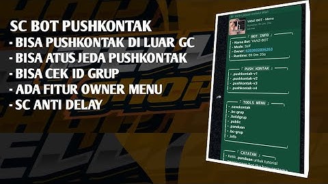 SC PUSH KONTAK YANZ-BOT || ANTI KENON & BANNED || SC BOT WA TERBARU