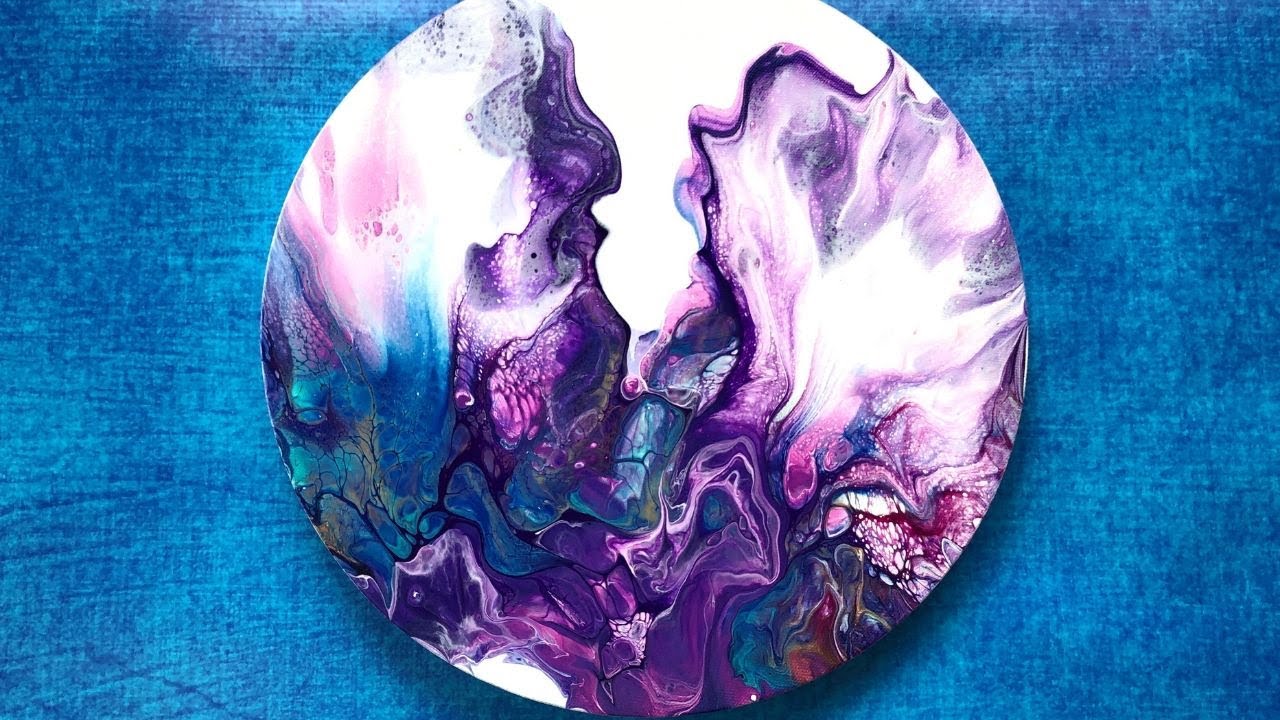Hidden Agenda – 16″ Acrylic Pour Painting On Round Canvas