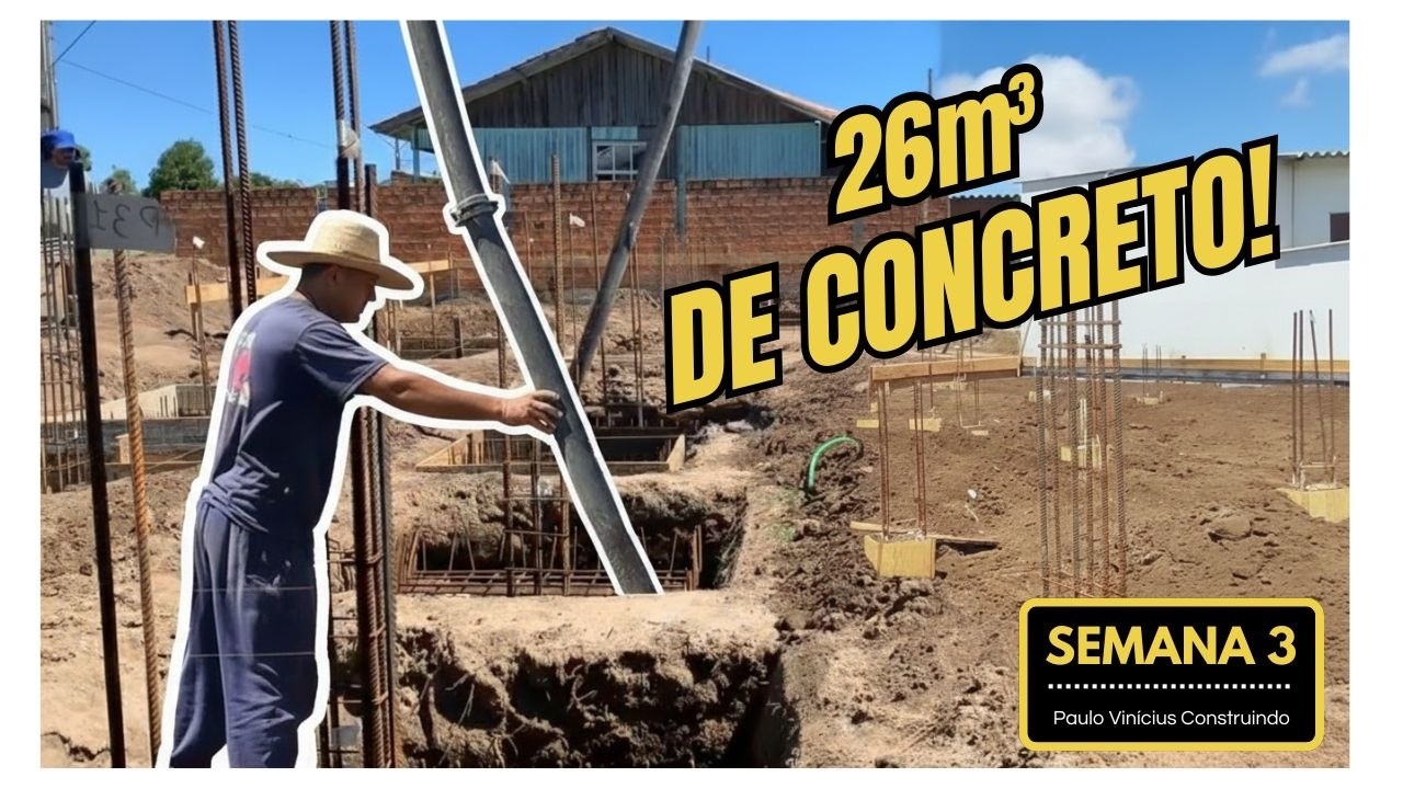 Terceira Semana da Obra: Concretamos 26m³ de Sapatas!