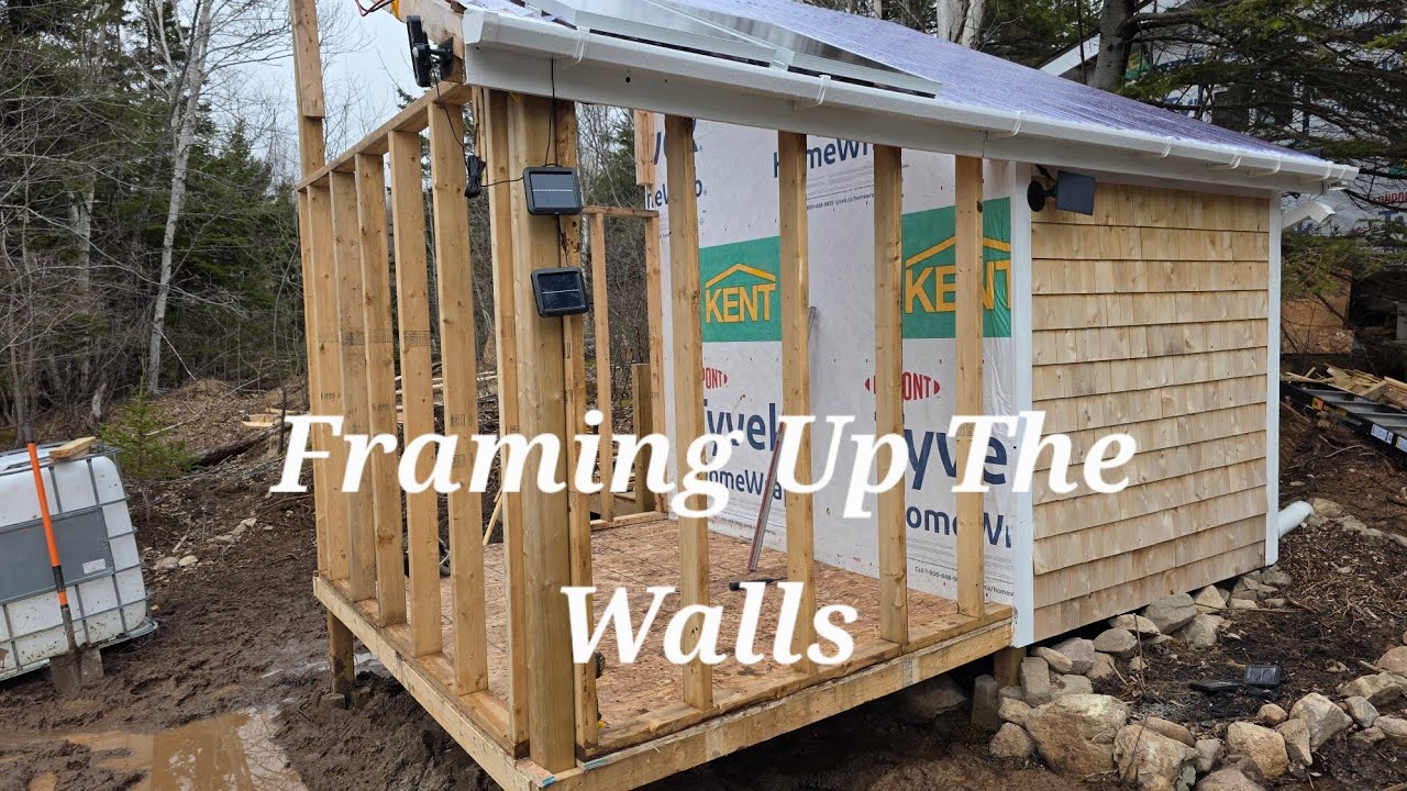 Framing Up The Walls, Off Grid Outhouse Addition - YouTube