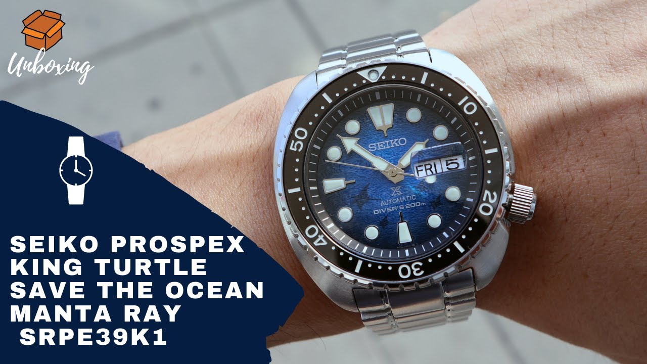 UNBOXING SEIKO PROSPEX KING TURTLE SAVE THE OCEAN MANTA RAY EDITION  SRPE39K1 SBDY063 - YouTube