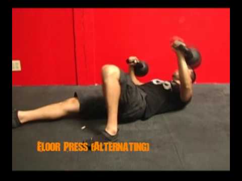 Floor Press Alternating Kettlebell Exercise