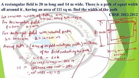 A rectangular field is 20 m long and 14 m wide  There is a path of equal width all around it , havin