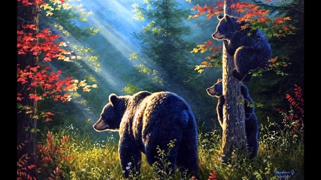 живопись абрахам хантер медведи. пейзаж с медведями. пейзаж с медведями. живопись абрахам хантер медведи. эбрахам хантер (abraham hunter).