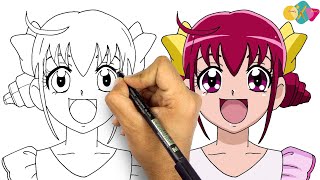 رسم ايميلي من انمي قوة غليتر خطوة بخطوة || تعليم الرسم || رسم سهل