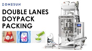 How To Use ZONESUN ZS-FS500Y-2 Full Automatic Double Lane 4 Sides Paste Bag Filling Sealing Machine