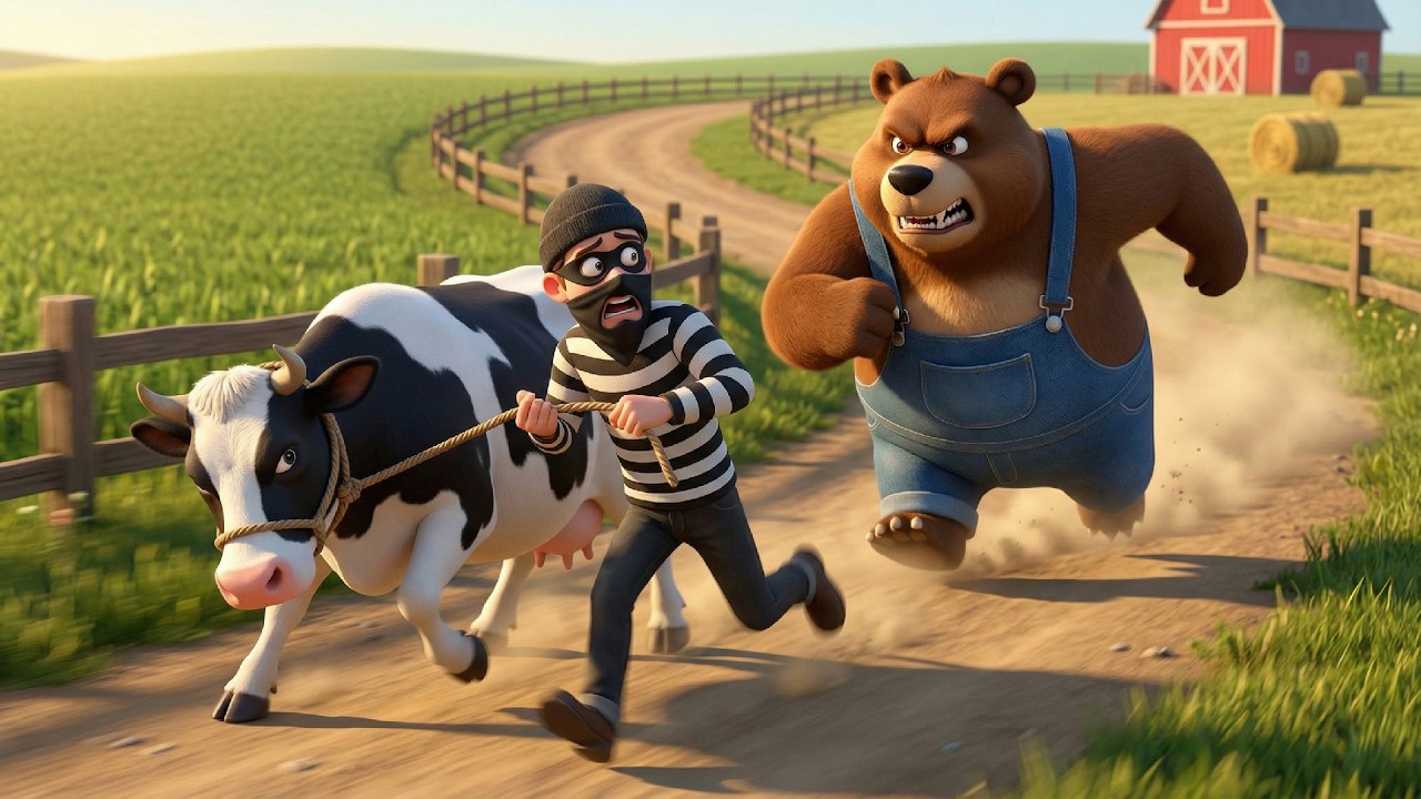 Farm Work: Farm Thief Catches Him: Strong Bear Farmer