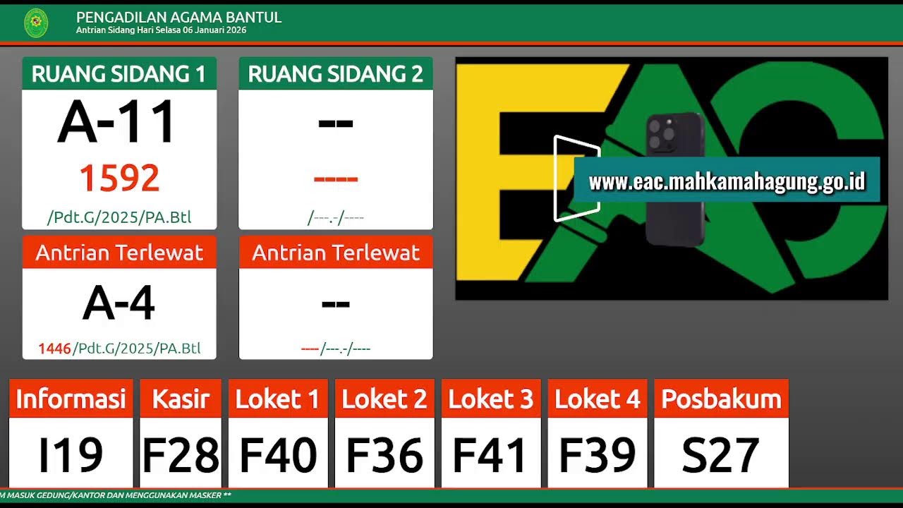 ANTRIAN SIDANG DAN PELAYANAN PA BANTUL