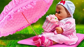 Spielspaß mit Baby Born - Picknick in rosa Farben. Puppen Video auf dem Kanal Baby Puppen