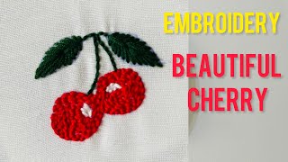 Hand embroidery:How to embroider cherries/detached stitch for beginners #embroiderydesign