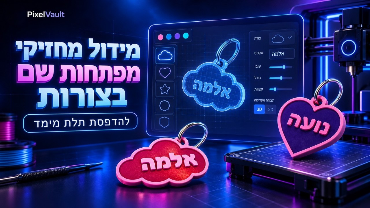 עיצוב ומידול מחזיק מפתחות אישי בצורות
