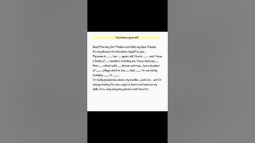 Introduce Yourself / Myself • Assignment 2 semester • English fluency • Ba programme / honours #yt