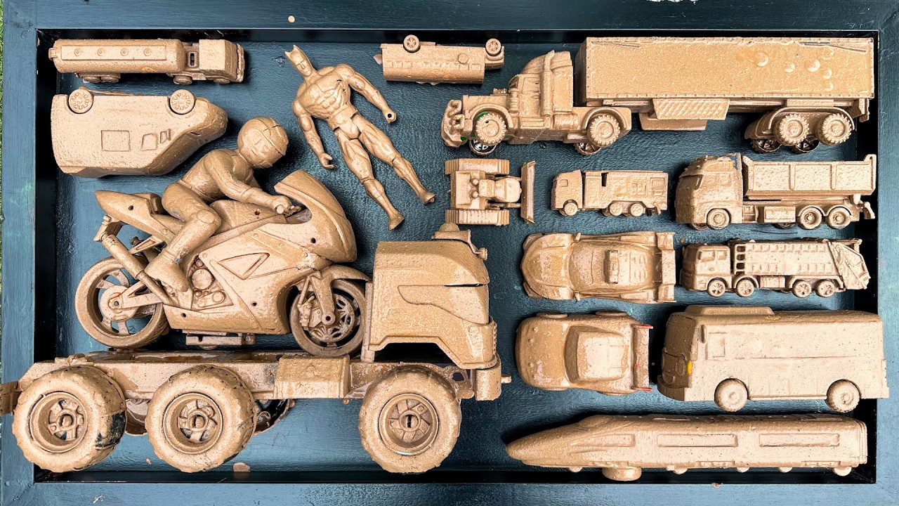 Membersihkan Mainan Berlumpur Warna Warni: Bus Tayo,Mobil Mobilan,Truk Trailer,Kereta,Damkar 38