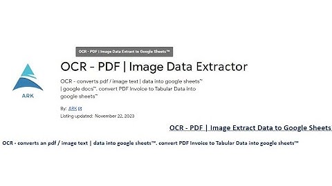 Free OCR - PDF | Image Extractor - Google Sheets | Docs