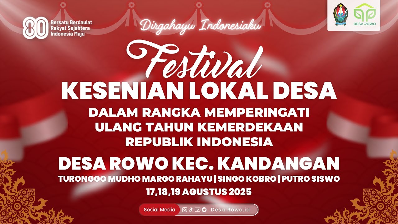 (Live Streaming) PAGELARAN KESENIAN DESA ROWO KEC. KANDANGAN DALAM RANGKA MEMPERINGATI HUT RI 80