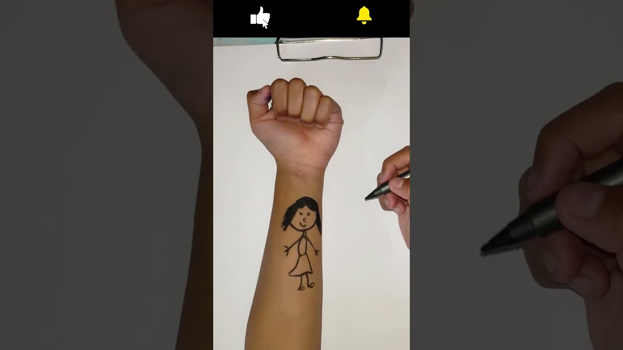 How to Draw Kids Art on Hand: Step-by-Step Girl Drawing 