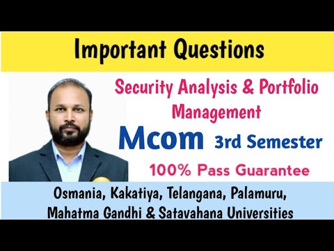 Security Analysis & Portfolio Management | Important Questions | MCom 3rd Sem | OU KU PU MGU SU TU