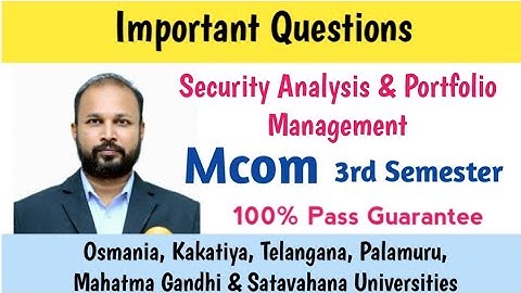 Security Analysis & Portfolio Management | Important Questions | MCom 3rd Sem | OU KU PU MGU SU TU