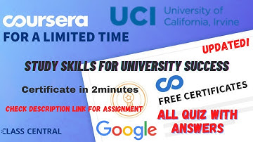 Study Skills for University Success,(week1-4) All Quiz Answers.#coursera #mr #quiz #quiztime #course