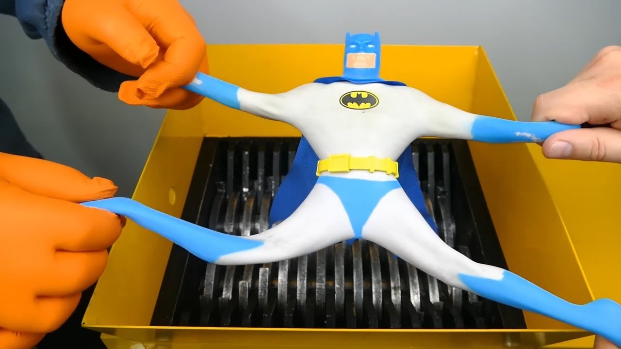 STRETCH ARMSTRONG Mini Batman vs Shredder | crushing metal | Satisfying ASMR video!