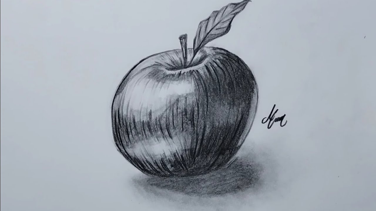 como dibujar una manzana con lápices de grafito - YouTube