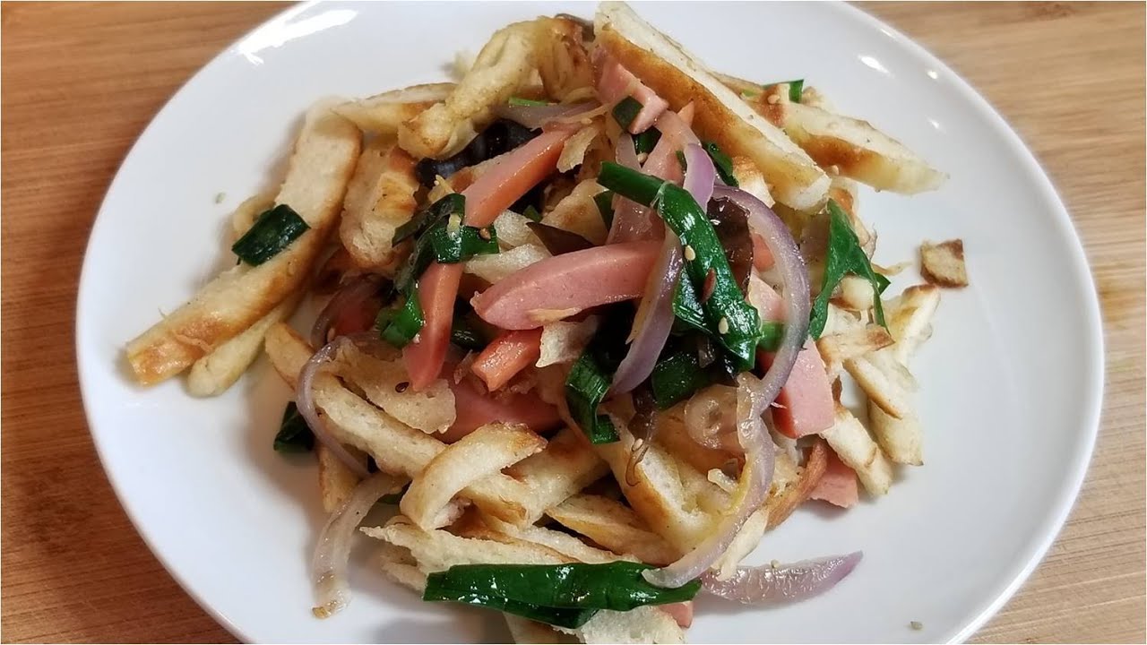 Stir fried julienne sesame pancake with wieners sausage YouTube