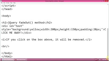 jQuery Example: Using jQuery fadeOut() method to fade out a div on click
