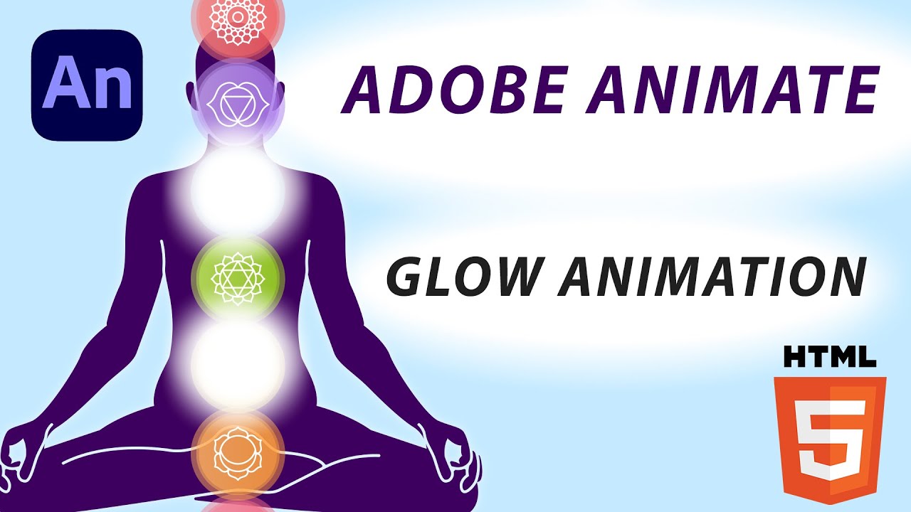 ADOBE ANIMATE CC 2024 TUTORIAL - GLOW EFFECT ANIMATION - HTML5 ANIMATED BANNER - YOGA ANIMATION