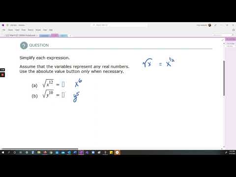 Using absolute value to simplify square roots of perfect square monomials