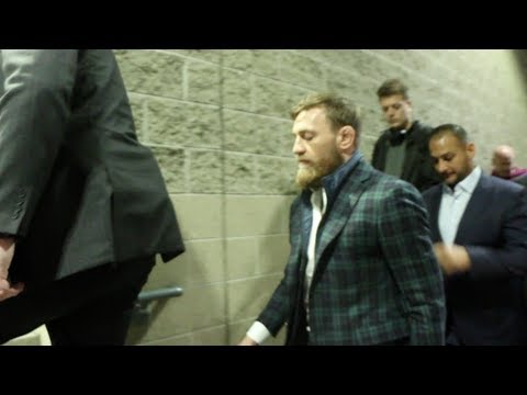 CONOR McGREGOR ARRIVES WITH ENTOURAGE AT TD GARDEN IN BOSTON FOR MATCHROOM USA SHOW