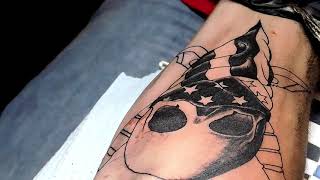 Tattoo Time Lapse 2 Skull Flag.
