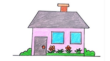 House Drawing / How to Draw a House / House Scenery Drawing Easy Step By Step / Ghar Drawing