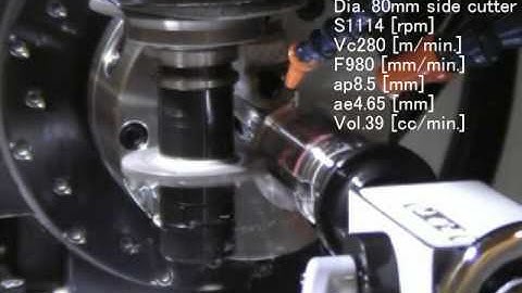 4-axis steel milling on FANUC Robodrill with DDR260iB torque motor and side cutter diameter 80mm