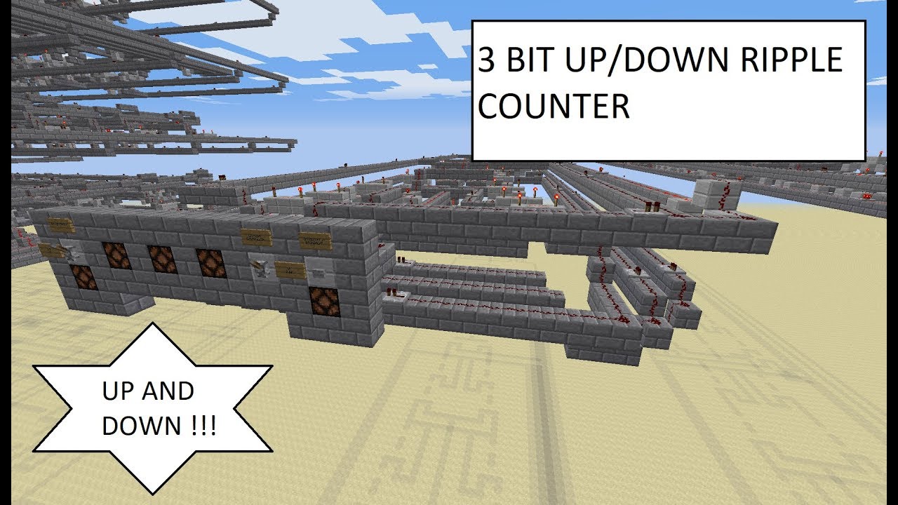 [Minecraft] Redstone stuff #14 - 3 bit up down ripple counter - YouTube