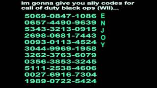 COD BLACK OPS WII ALLY CODES