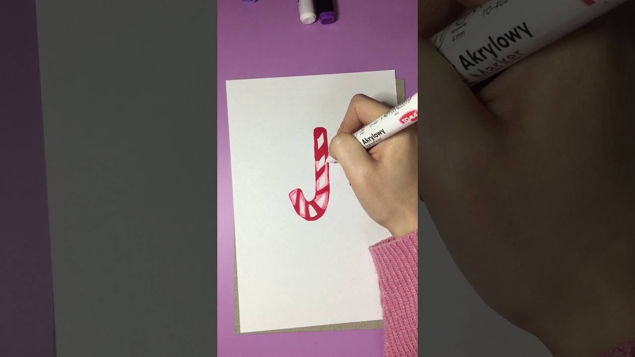 How to draw a Christmas candy cane 
