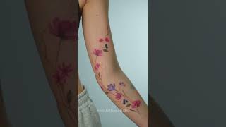 Тату На Руке Для Девушки -Цветы. Красивая И Стильная Татуировка В Цвете От Мастера Kot Tattoo Studio