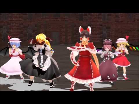 ４人の東方キャラとうｐ主がbad appleを踊った