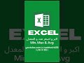Excel Tutorial البحث عن اكبر و اصغر رقم و المعدل Shorts