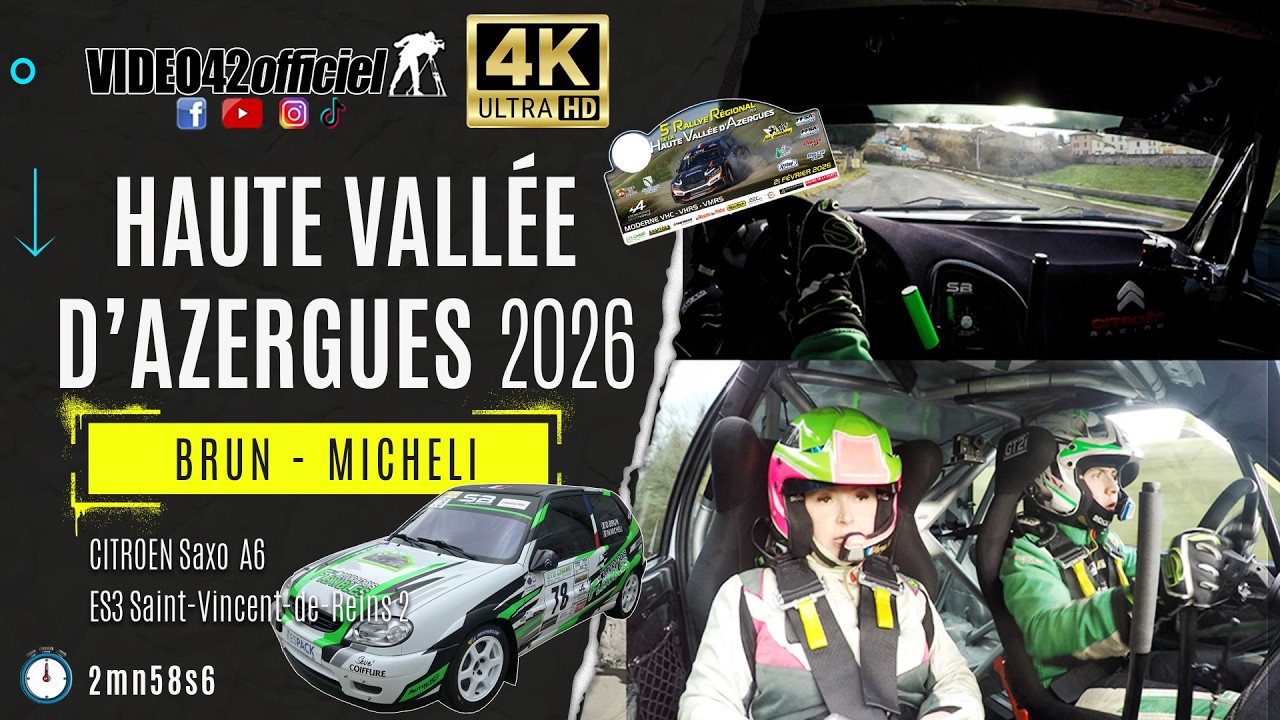 Rallye de la Haute Vallée d'Azergues 2026 - Brun\Micheli Saxo A6 par video42officiel