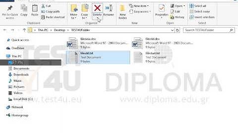 Delete the file fileold.txt contained in the TEST4UFolder folder on your desktop (without moving...