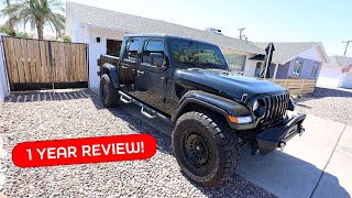 1 YEAR REVIEW ON THE JEEP GLADIATOR!