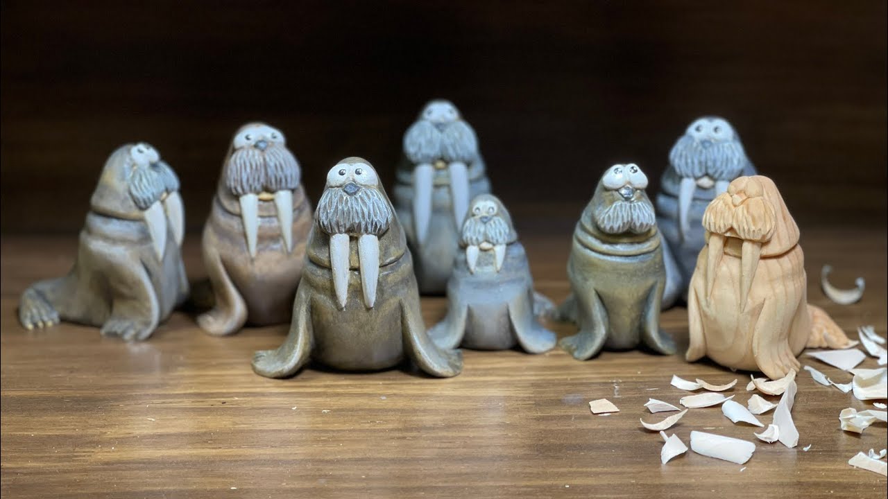 [우드카빙]바다코끼리 목각인형 Woodcarving-Caeve a Walrus