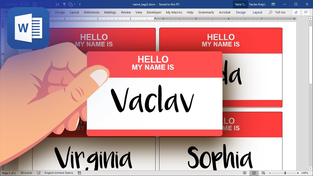 How To Create Name Tags Badges In Microsoft Word Tutorial