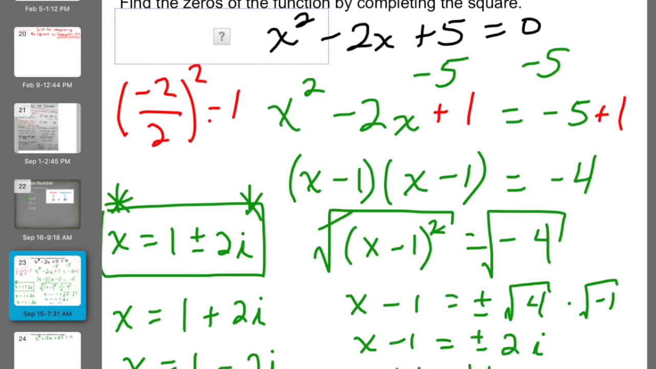 solving-quadratics-by-completing-the-square-complex-numbers-youtube